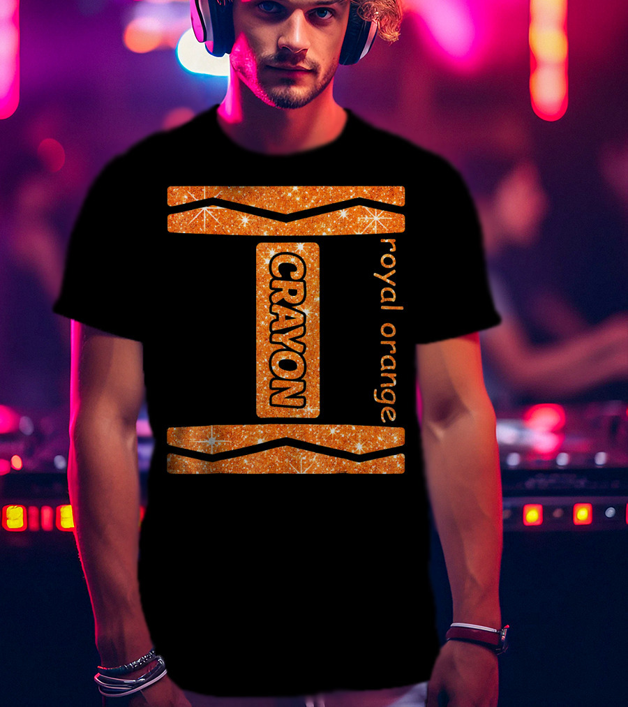 Royal Orange Crayon Halloween Couple Fri Sparkle T-Shirt