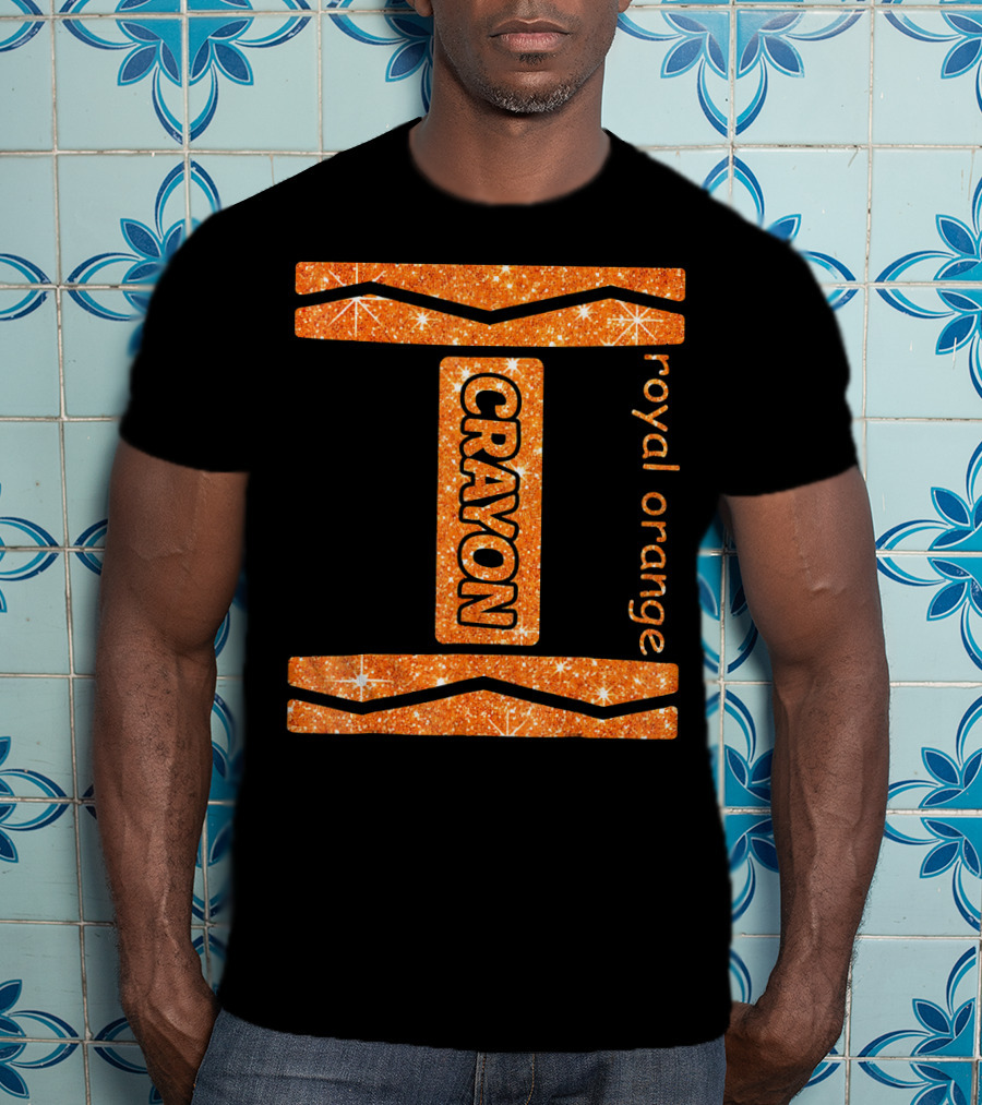 Royal Orange Crayon Halloween Couple Fri Sparkle T-Shirt