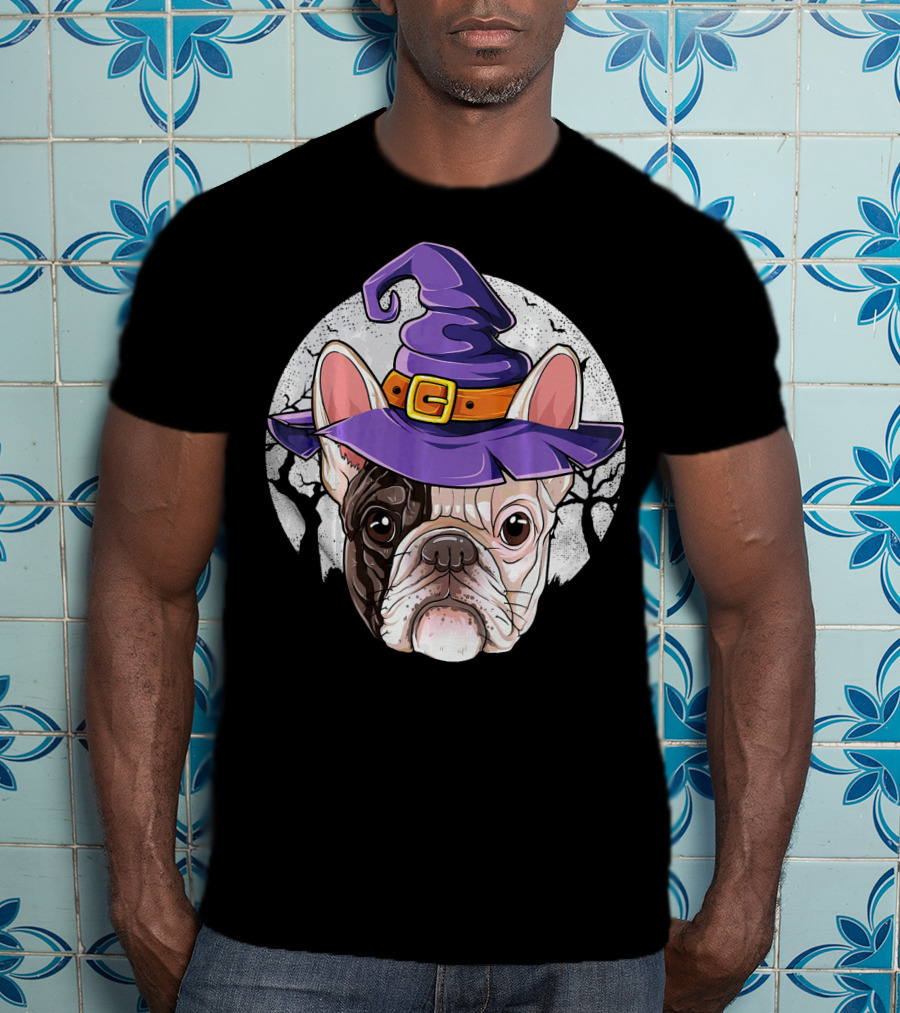 French Bulldog Halloween Witch Hat T-Shirt