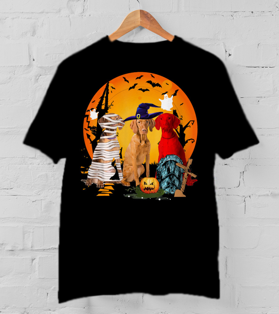My Vizsla Team Halloween Pumpkin Mummy Witch Dog T-Shirt