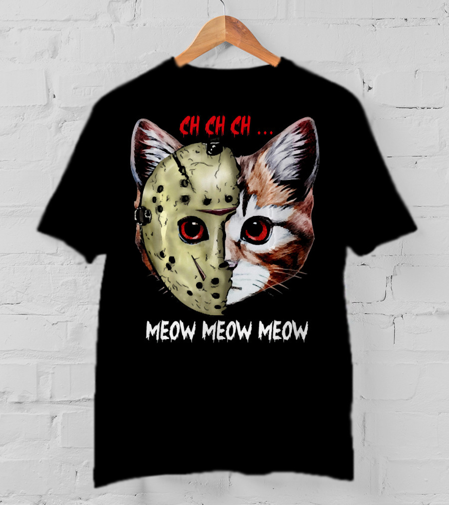 Ch Ch Ch Meow Meow Meow Jason Mask Cat Hybrid T-Shirt