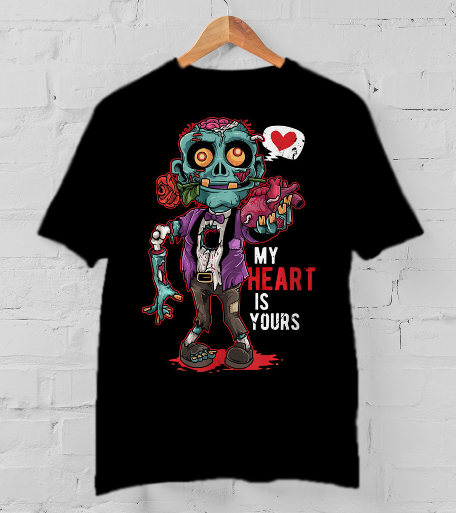 My Heart Is Yours Zombie Valentin Brains T-Shirt