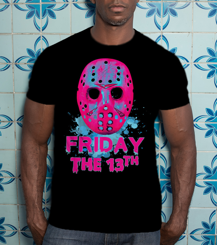 Friday The 13th Pink Neon Hockey Mask Horror T-Shirt