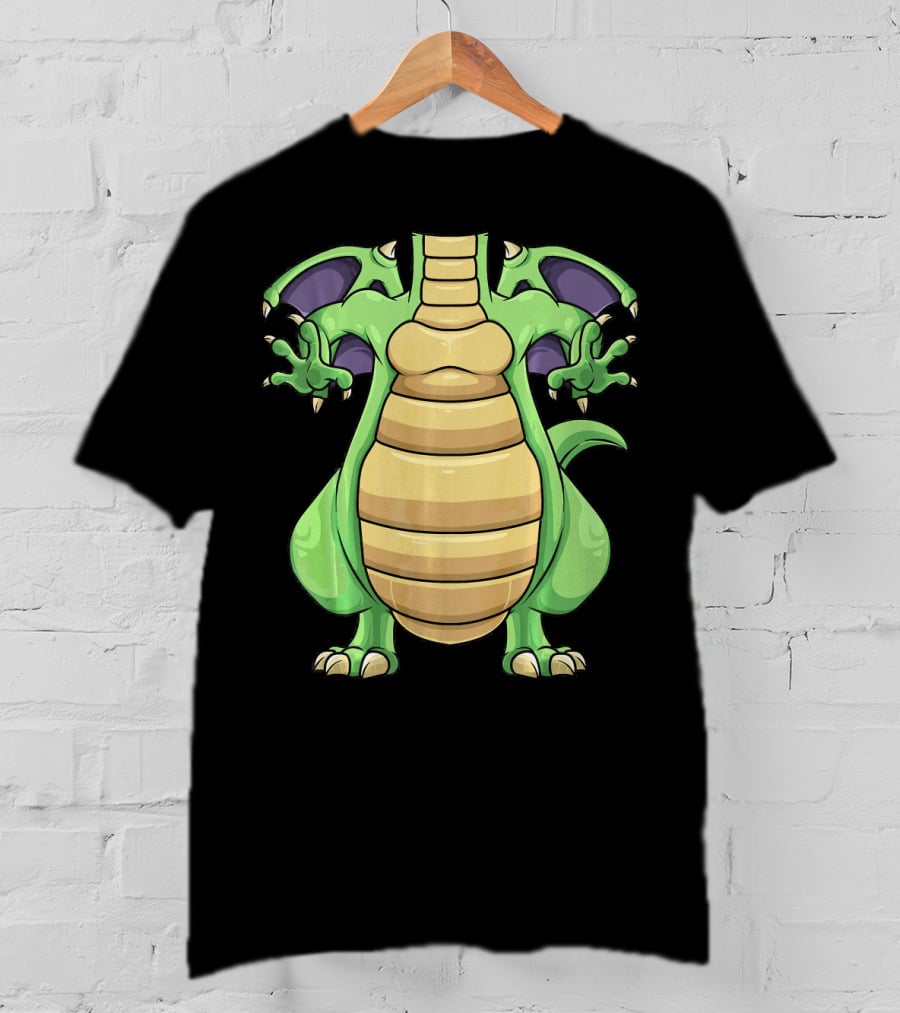 Cool Headless Dragon Retro Cartoon Style Green Monster T-Shirt