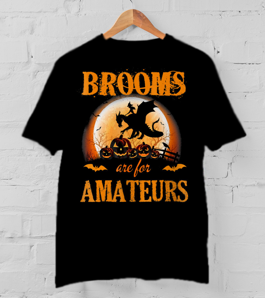 Brooms Are For Amateurs Halloween Dragon Costume T-Shirt