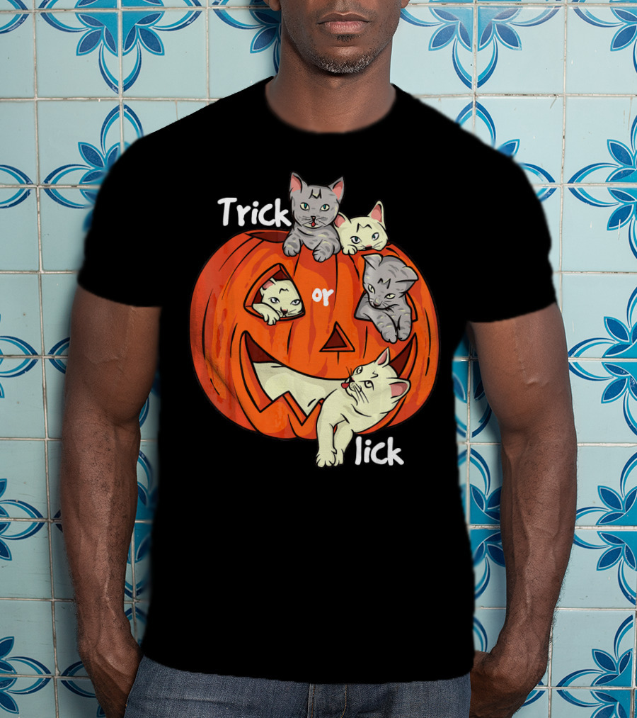 Trick Or Lick Cats In Carved Pumpkin Funny Cat T-Shirt