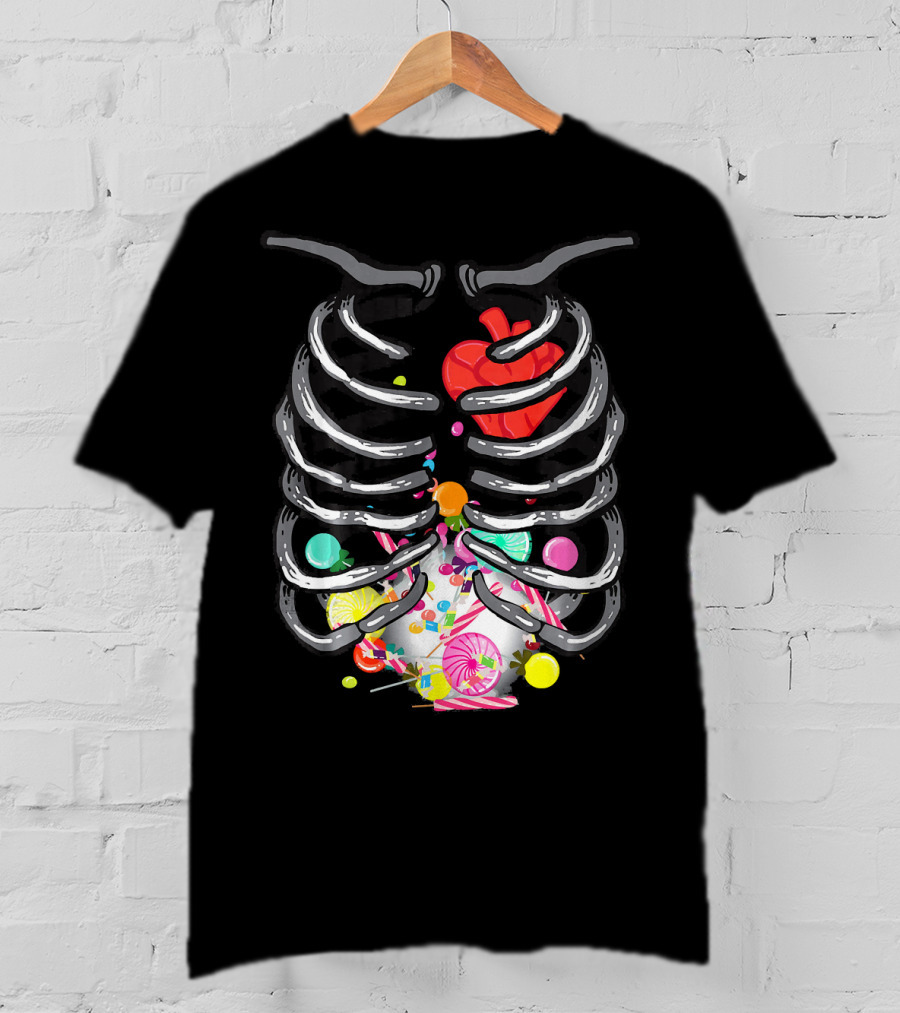X Ray Skeleton Candy Heart Guts T-Shirt