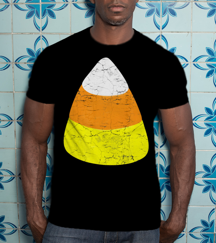 Halloween Candy Corn Vintage Crackle Texture T-Shirt