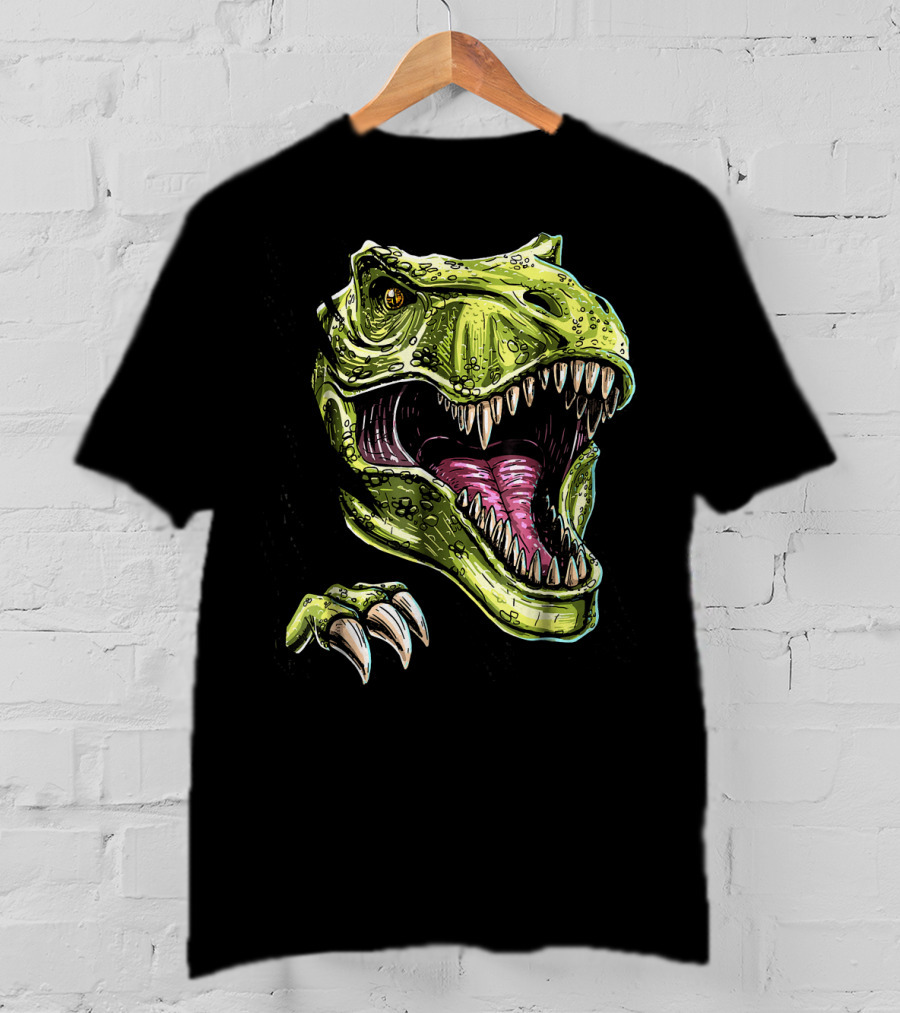 Ripped T-Rex Dinosaur Halloween Face Roar T-Shirt