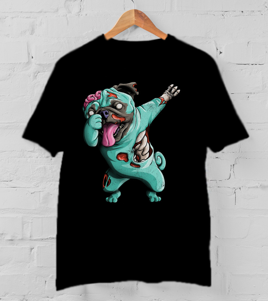 Dabbing Zombie Pug Cute Halloween Pugs Brain-Eating Costume T-Shirt