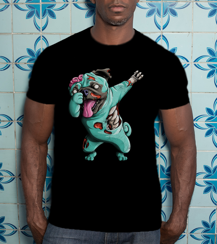 Dabbing Zombie Pug Cute Halloween Pugs Brain-Eating Costume T-Shirt