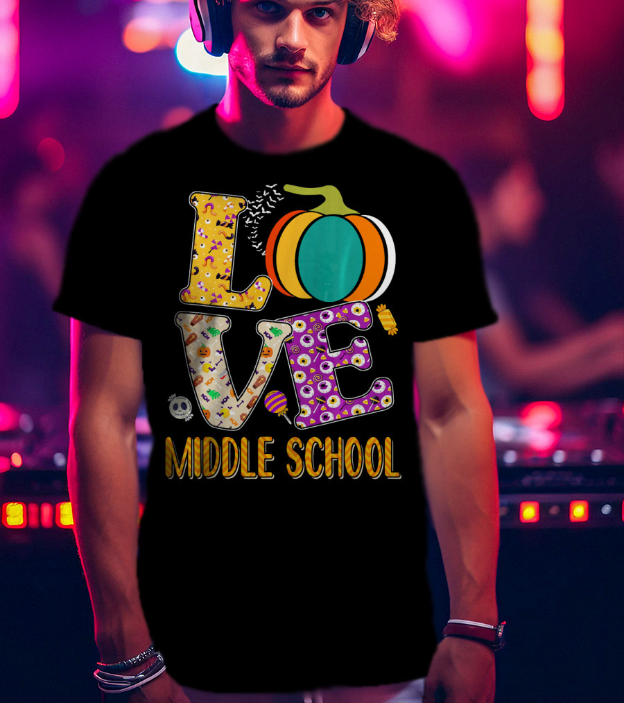 Love Middle School Halloween Pumpkin Fun T-Shirt
