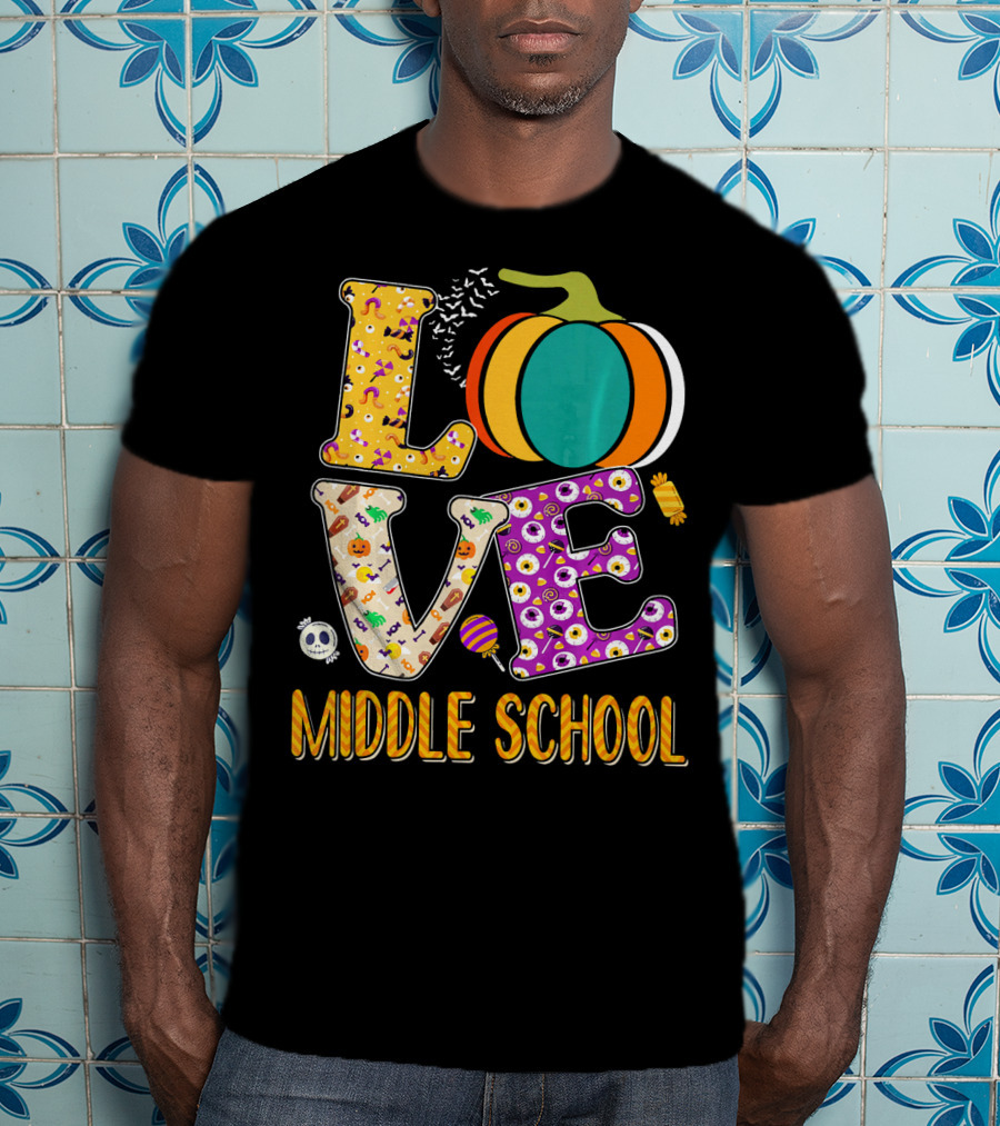 Love Middle School Halloween Pumpkin Fun T-Shirt