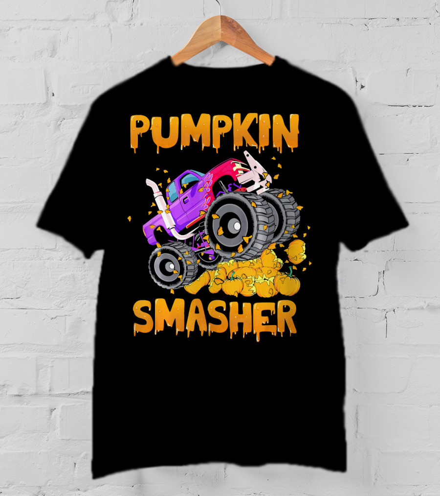 Pumpkin Smasher Halloween Monster Truck T-Shirt