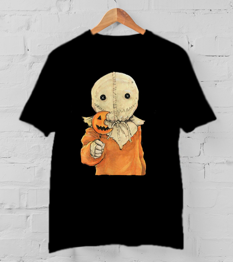Trick R Treat Sam With Pumpkin Lollipop Cute Funny Halloween T-Shirt
