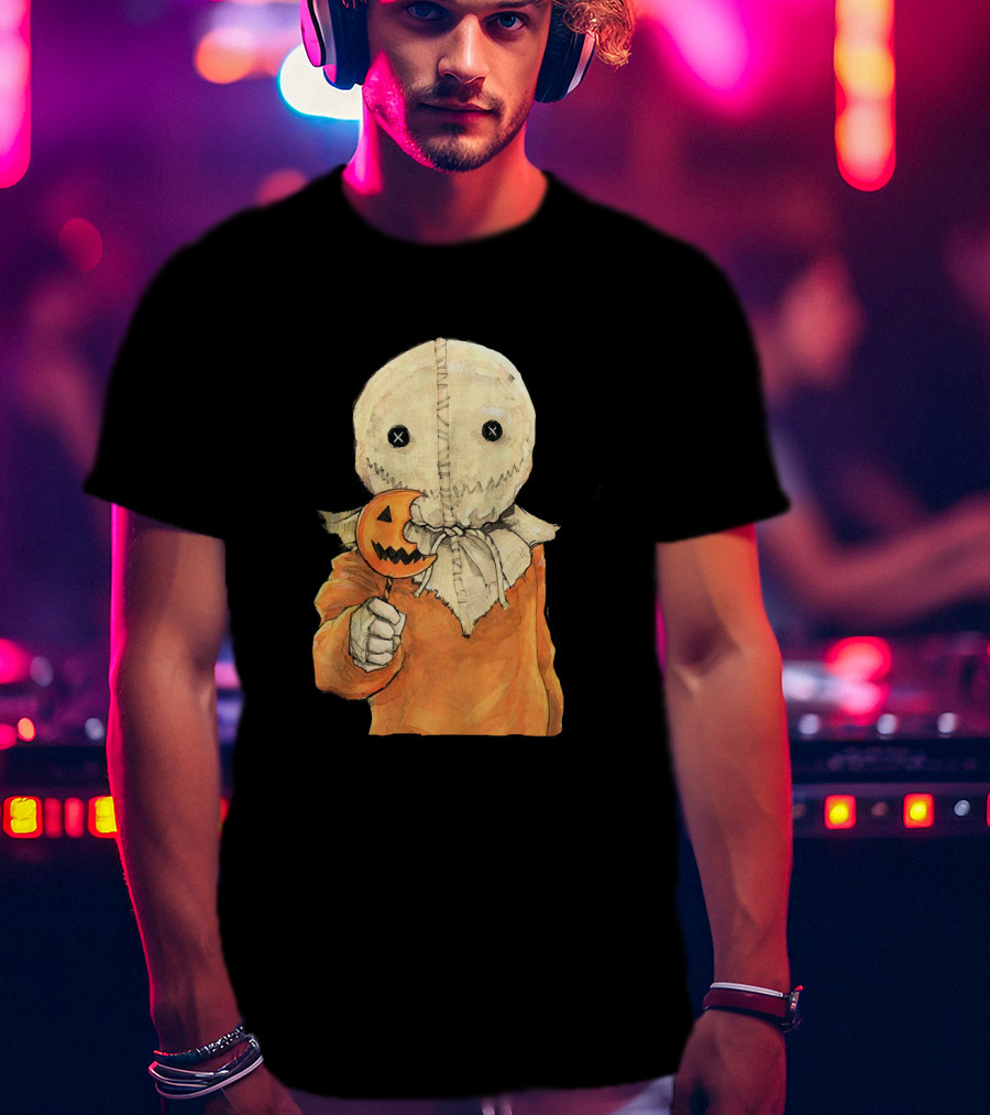 Trick R Treat Sam With Pumpkin Lollipop Cute Funny Halloween T-Shirt