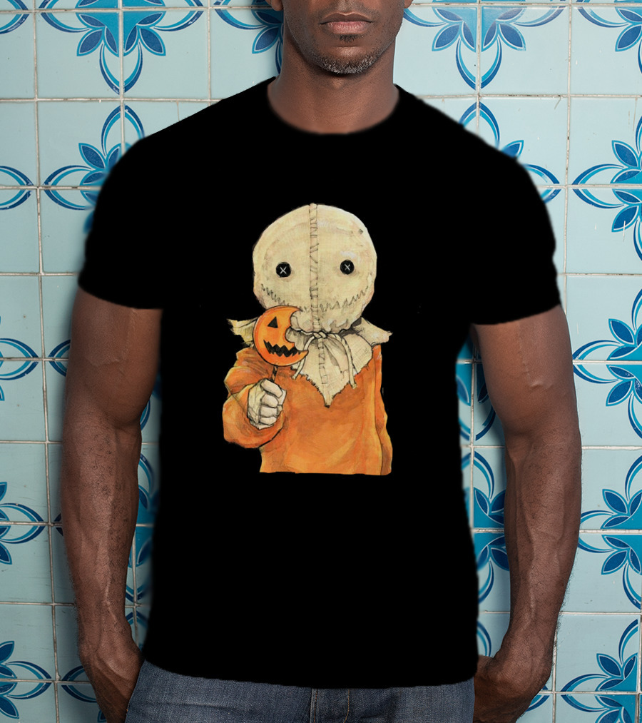 Trick R Treat Sam With Pumpkin Lollipop Cute Funny Halloween T-Shirt