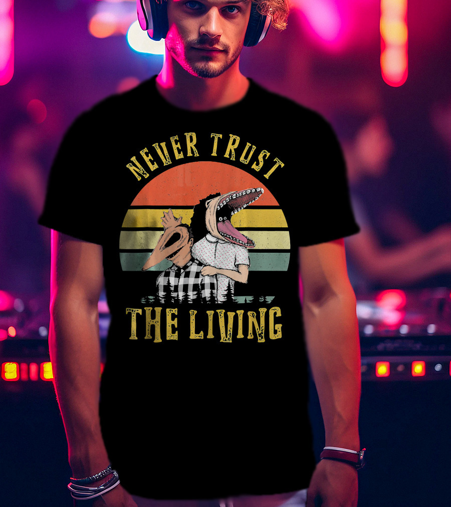 Never Trust The Living Retro Vintage Sun Beetlejuice Icons T-Shirt