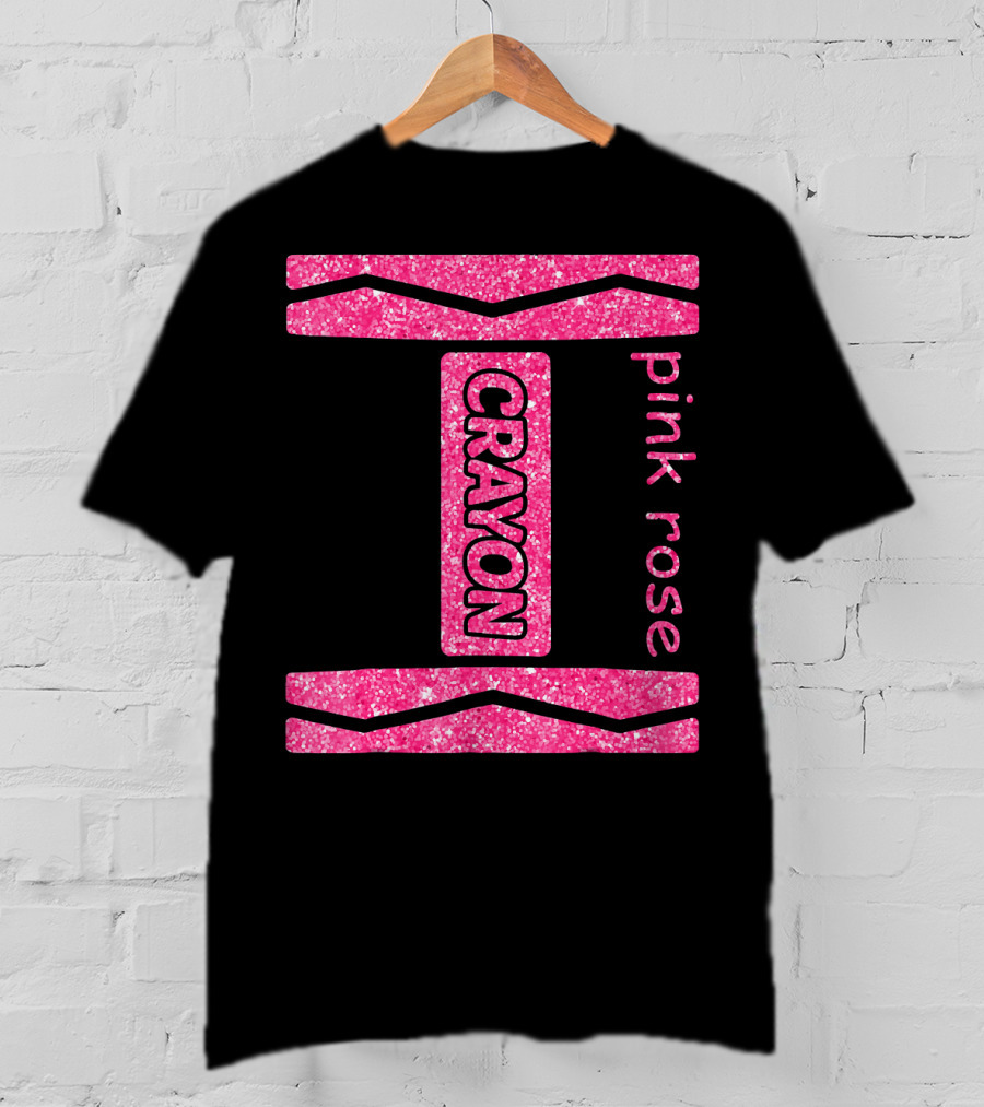 Pink Rose Crayon Halloween Couple Friend Costume T-Shirt