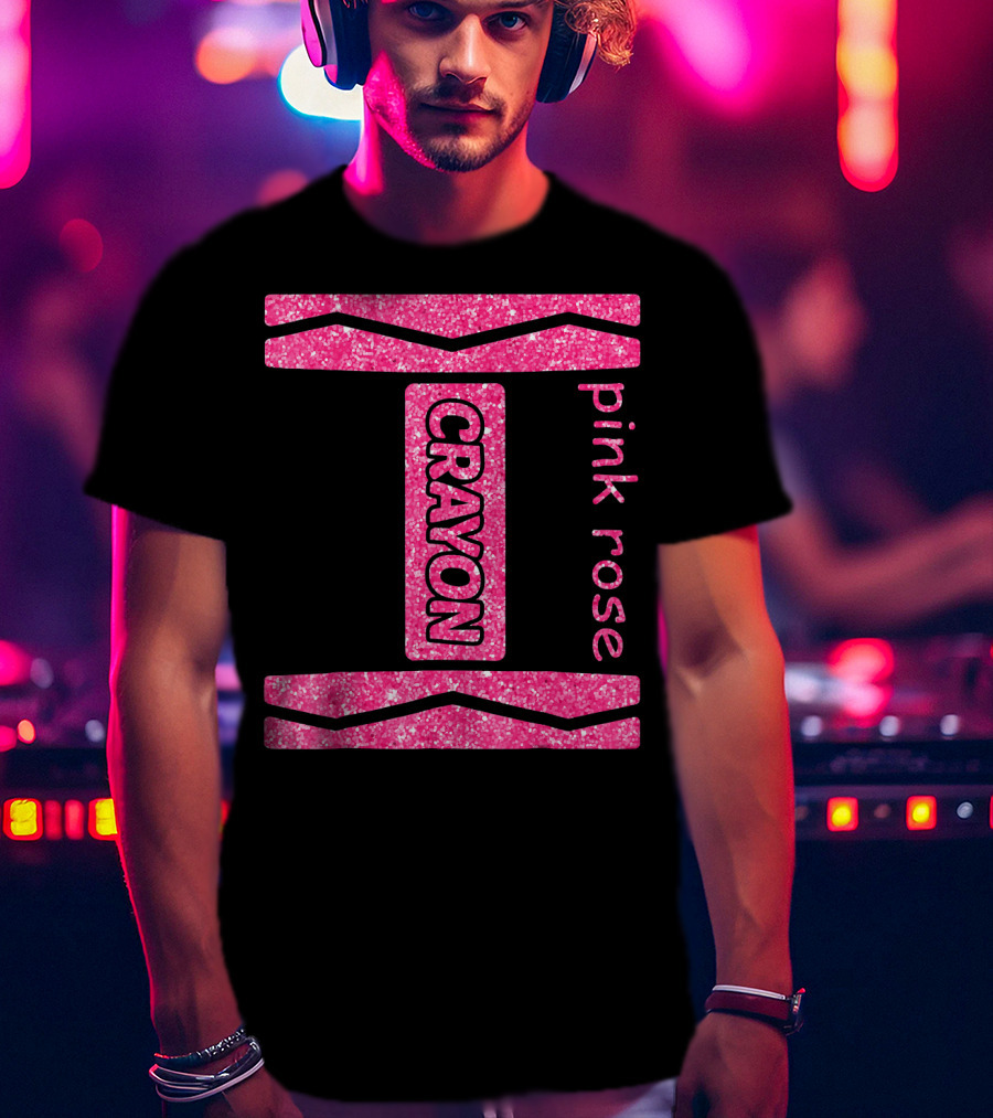 Pink Rose Crayon Halloween Couple Friend Costume T-Shirt