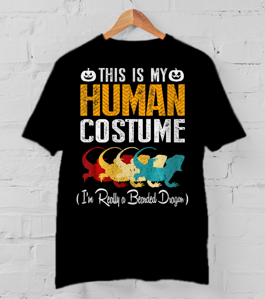 This Is My Human Costume I'm Really A Bearded Dragon Halloween Pumpkin T-Shirt