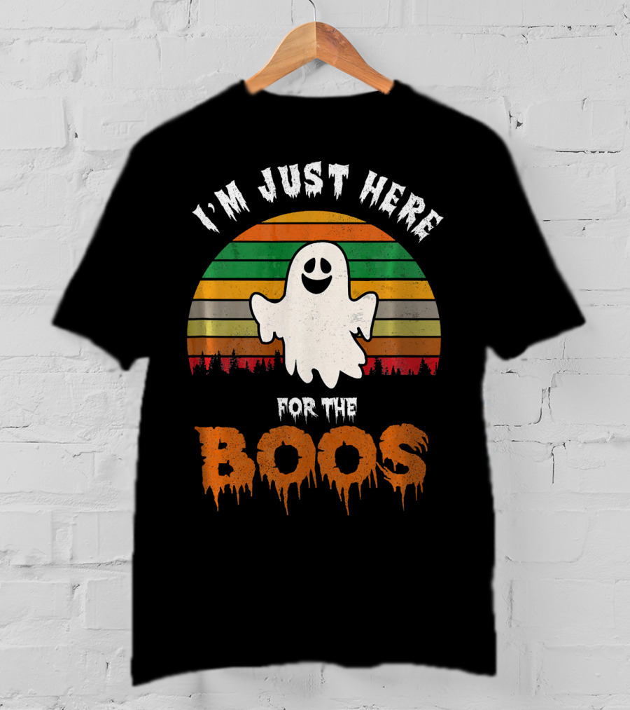 I'm Just Here For The Boos Ghost Retro Halloween T-Shirt