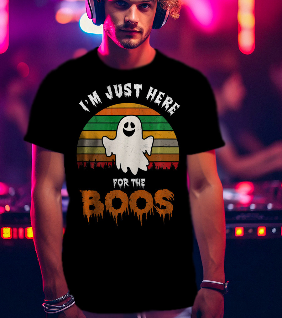 I'm Just Here For The Boos Ghost Retro Halloween T-Shirt