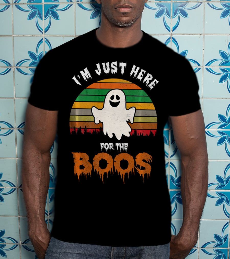 I'm Just Here For The Boos Ghost Retro Halloween T-Shirt