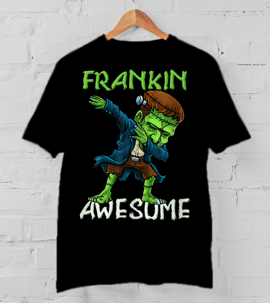 Frankin Awesome Dabbing Frankenstein Halloween T-Shirt