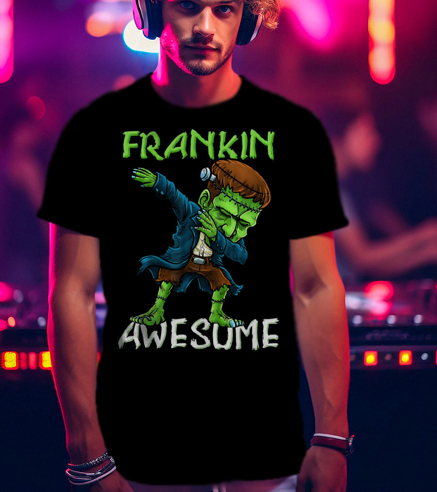 Frankin Awesome Dabbing Frankenstein Halloween T-Shirt