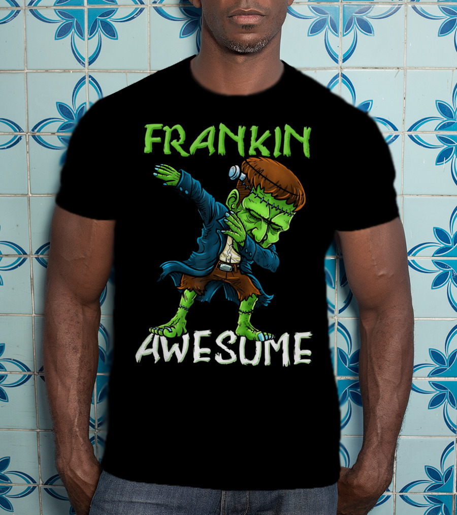 Frankin Awesome Dabbing Frankenstein Halloween T-Shirt