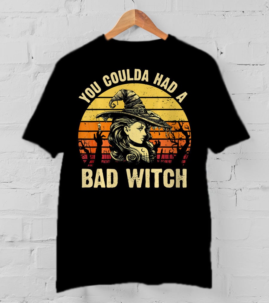 You Coulda Had A Bad Witch Vintage Sunset Halloween T-Shirt