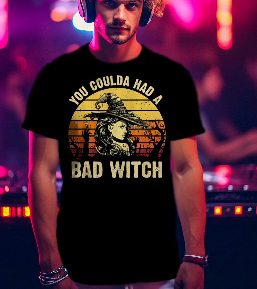 You Coulda Had A Bad Witch Vintage Sunset Halloween T-Shirt