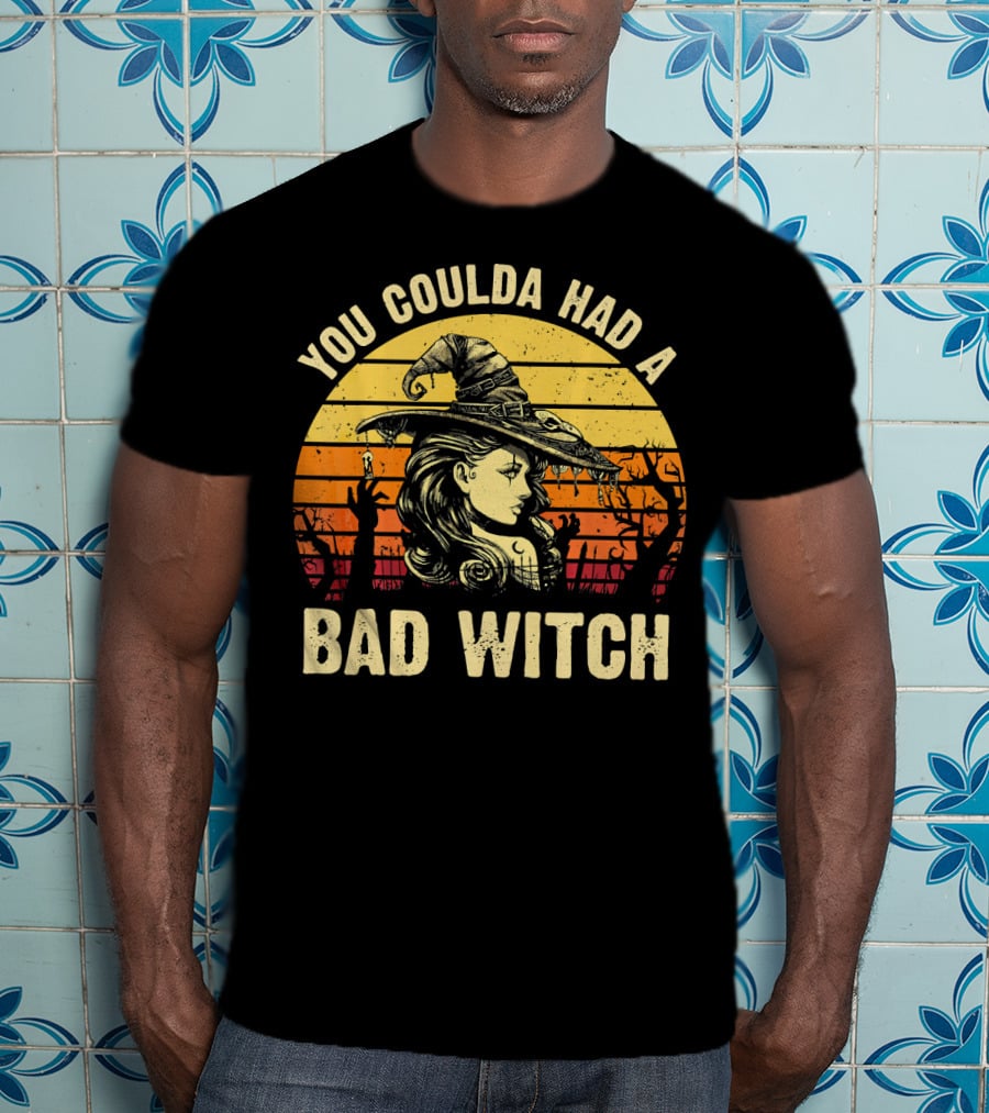You Coulda Had A Bad Witch Vintage Sunset Halloween T-Shirt