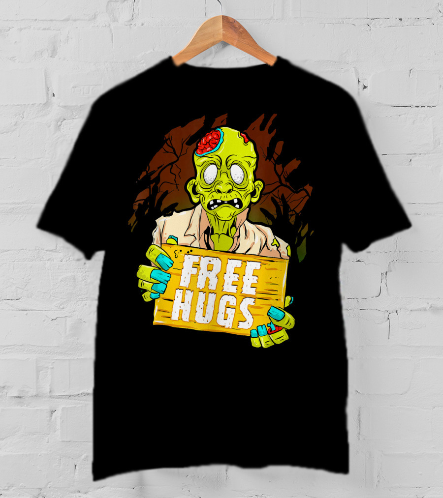 Free Hugs Creepy Zombie Funny Mens Halloween Horror T-Shirt