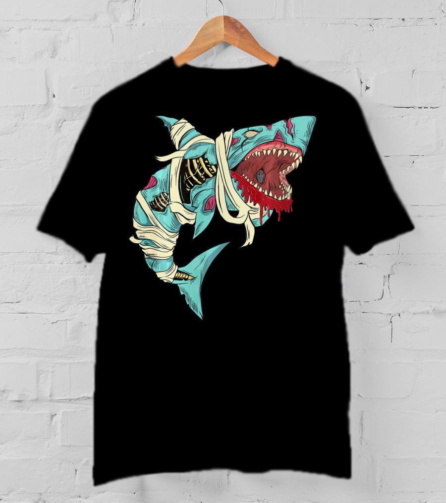 Shark Zombie Halloween Jawsome Zom Mummy Jaws T-Shirt