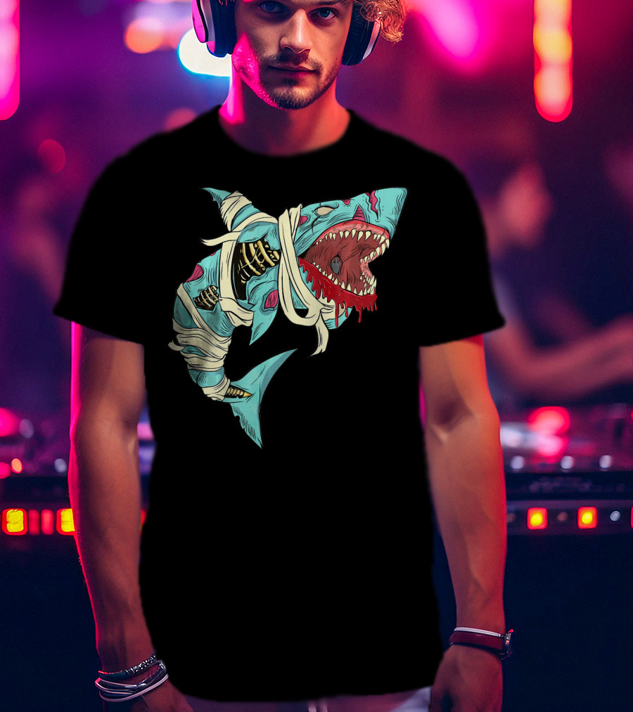 Shark Zombie Halloween Jawsome Zom Mummy Jaws T-Shirt