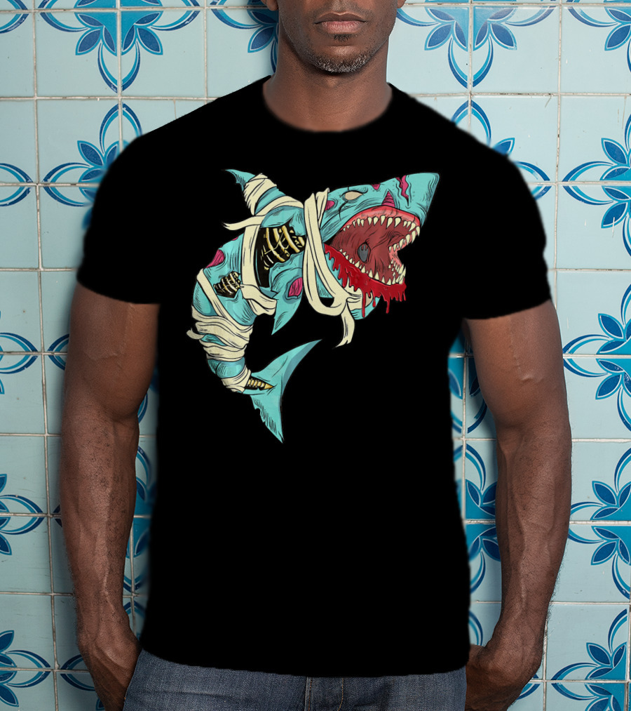 Shark Zombie Halloween Jawsome Zom Mummy Jaws T-Shirt