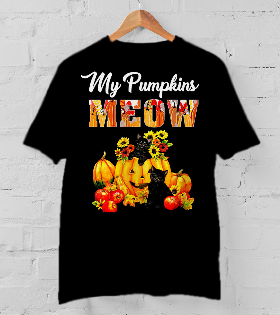 My Pumpkins Meow Cat Halloween Funny Love T-Shirt