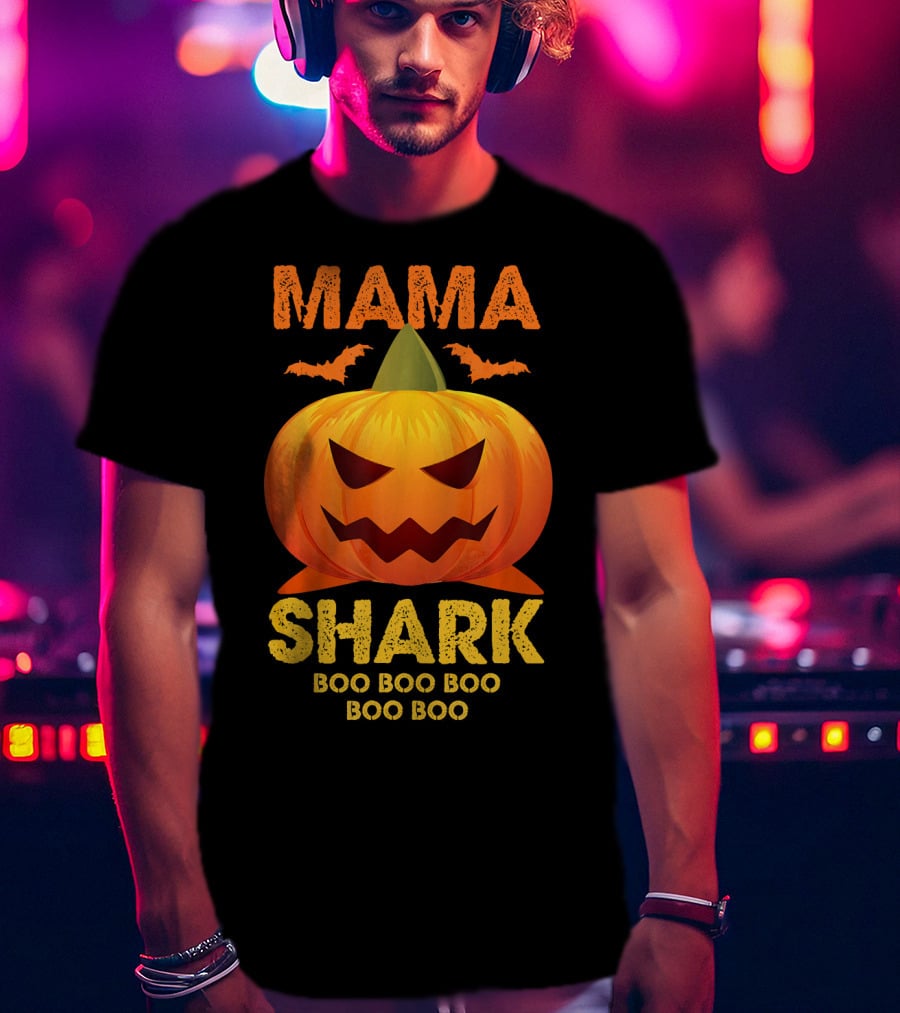 Mama Shark Boo Boo Boo Boo Halloween Pumpkin T-Shirt