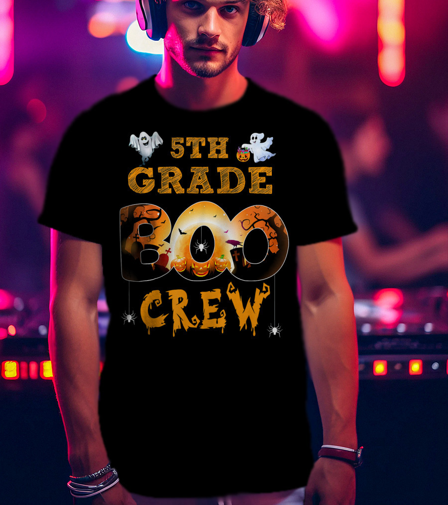 5th Grade Boo Crew Halloween Teacher Ghosts Pumpkins T-Shirt
