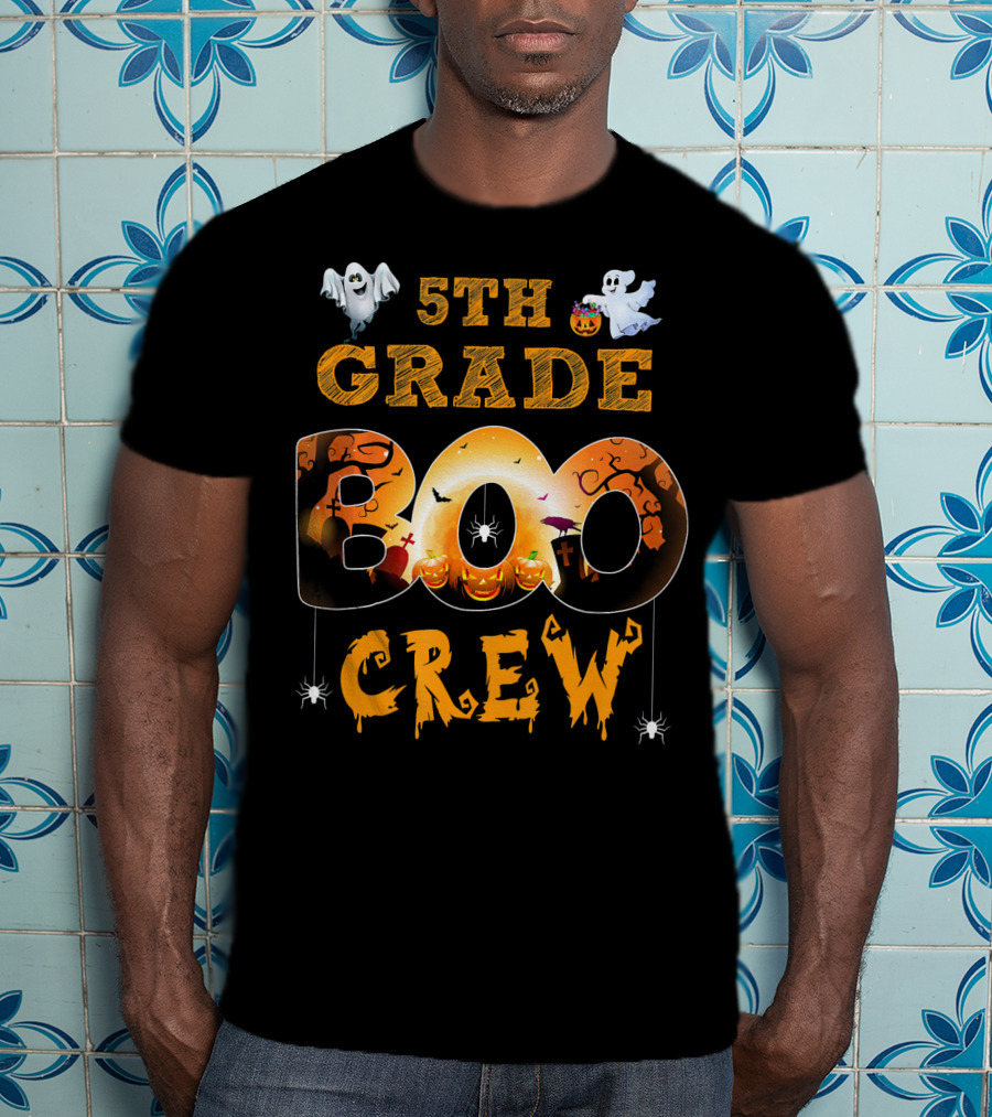 5th Grade Boo Crew Halloween Teacher Ghosts Pumpkins T-Shirt