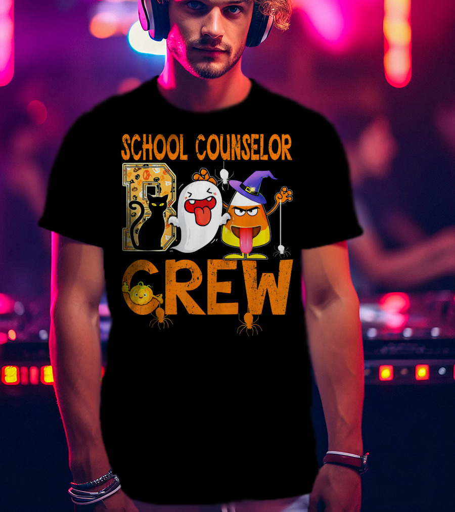 School Counselor Boo Crew Cat Ghost Candy T-Shirt