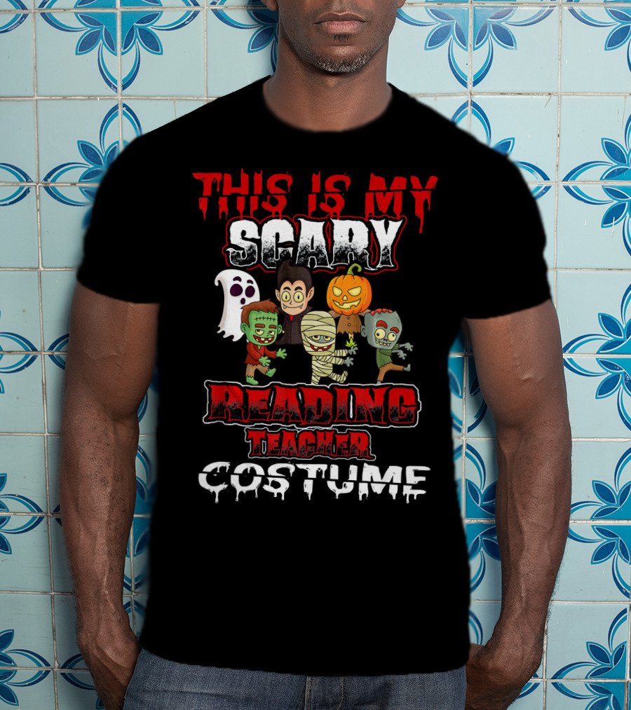 This Is My Scary Reading Teacher Costume With Monsters And Ghost T-Shirt