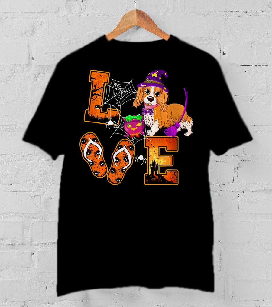 LOVE Halloween Cavalier King Charles Spaniel Dog T-Shirt