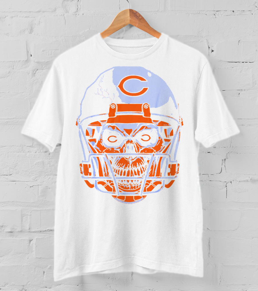Chicago Bears Skull Helmet Halloween Football Skeleton T-Shirt
