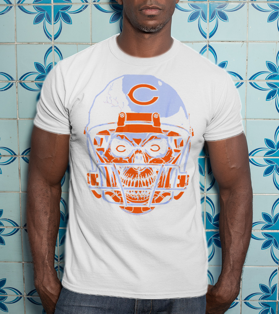 Chicago Bears Skull Helmet Halloween Football Skeleton T-Shirt