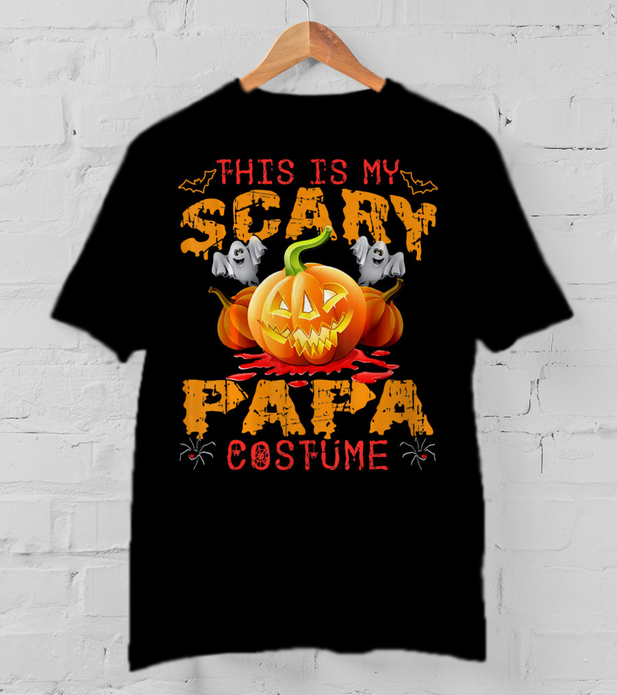 This Is My Scary Papa Costume Pumpkin Ghosts Spiders Bats T-Shirt