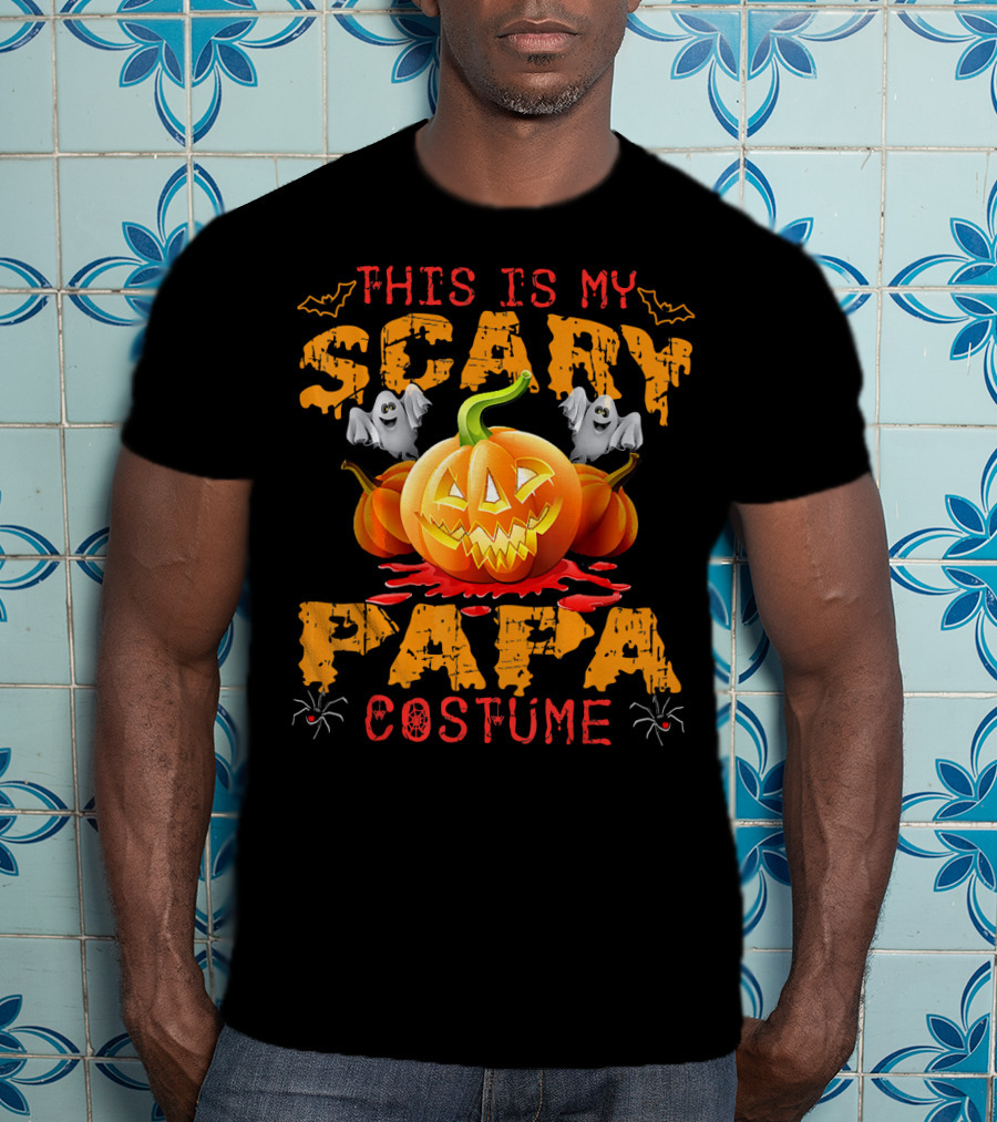 This Is My Scary Papa Costume Pumpkin Ghosts Spiders Bats T-Shirt