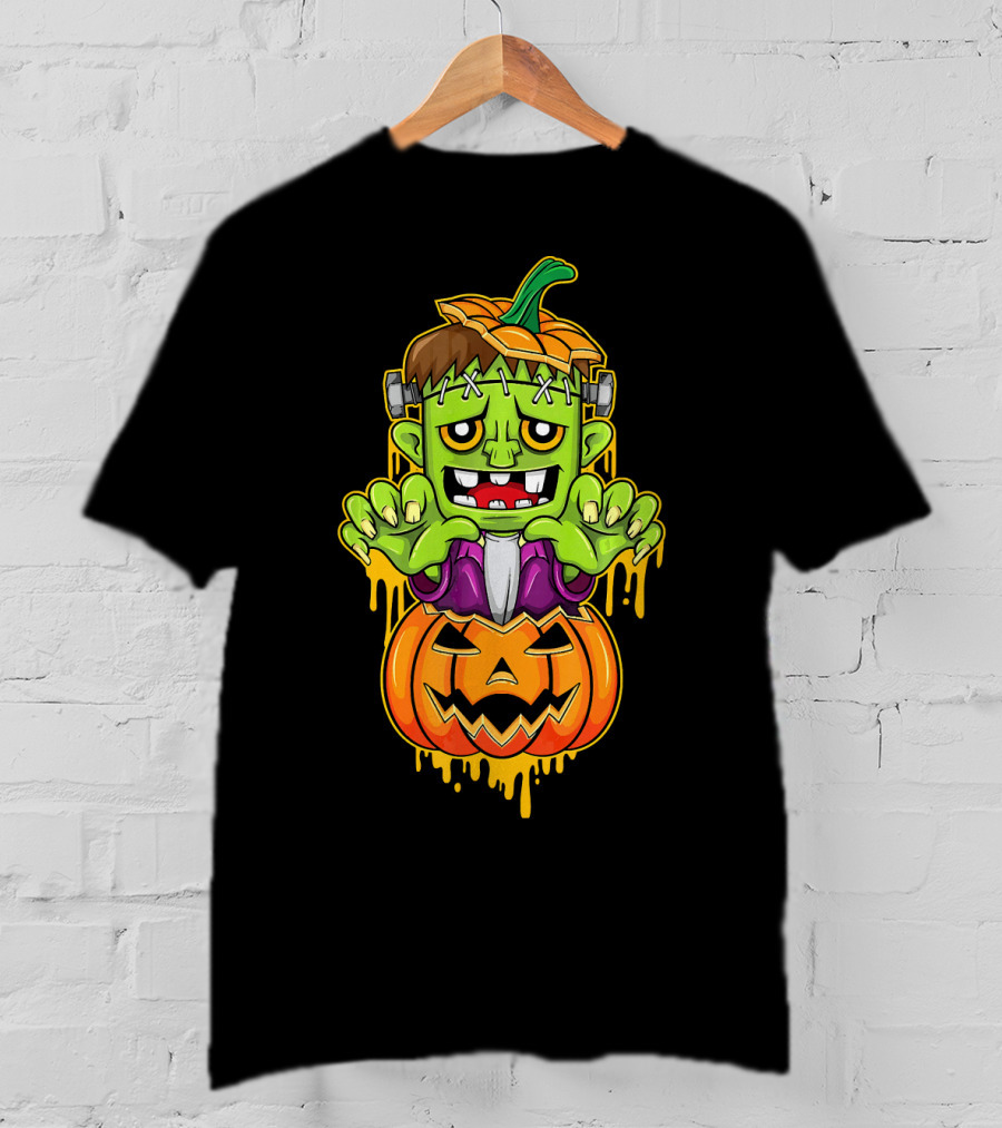 Sweet Cute Pumpkin Halloween Frankenstein Monster T-Shirt